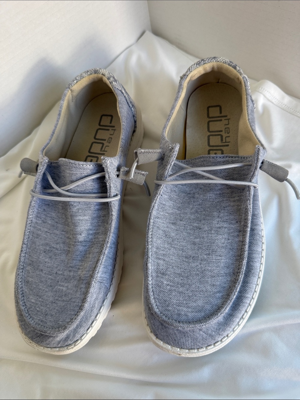 Hey Dude Wendy Stretch Fleece Glacier Gray Casual Loafers Size 9M Sneakers